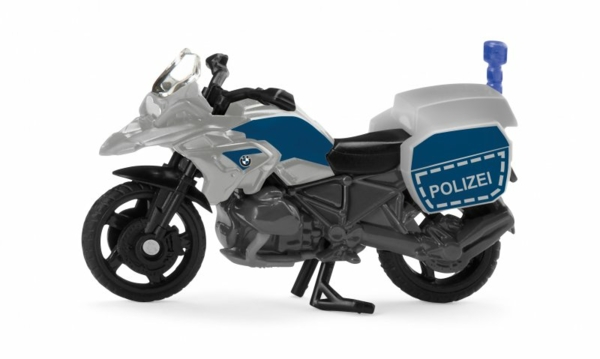 Modellfahrzeuge von Siku: „BMW Polizeimotorrad“, „Abschleppwagen“ und „VW Käfer“