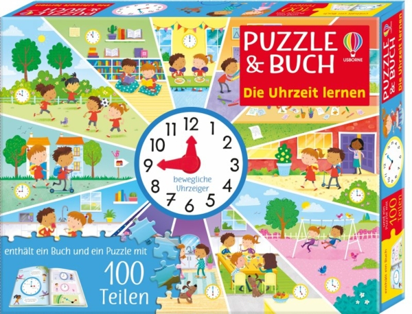 Spiele & Puzzles: Usborne: „Die Uhrzeit lernen“ und „Dschungeltier-Domino“