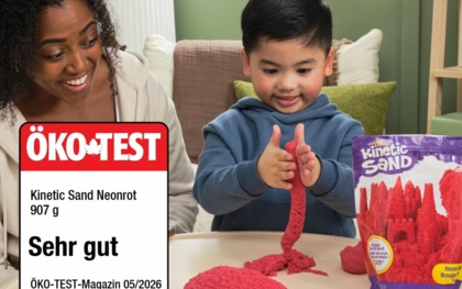 Ökotest Siegel „Sehr gut“ für „Kinetic Sand Neonrot“